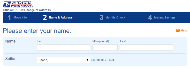 Name and Address part of the form